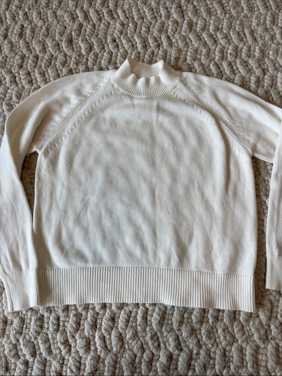 Quince Sweaters - Quince Cotton Mock Neck Sweater in Ivory